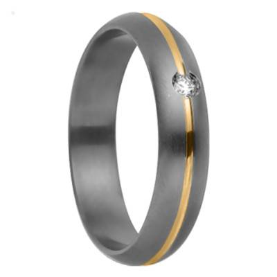 Alliance Rhésos en Titanium et Or Jaune 750 & Diamant, Largeur 4 mm - Aurodesign
