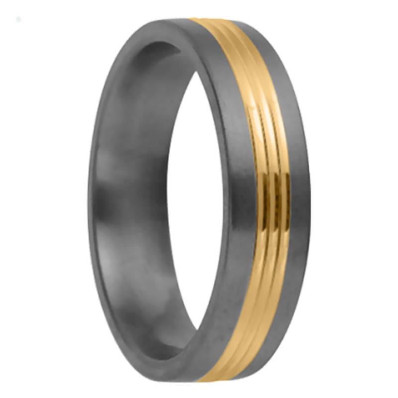 Théa Titanium and 750/1000 Yellow Gold Comfort Band Wedding Ring - Aurodesign