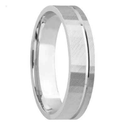 Alliance Ruban Confort Striée en Parqué Or Blanc 750 à Sillon, Largeur 4,50 mm - Aurodesign