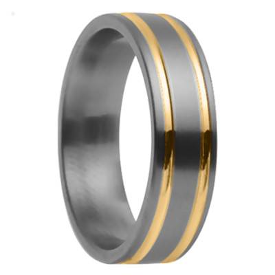 Alliance Théia en Titanium et Or Jaune 750, Largeur 7 mm - Aurodesign