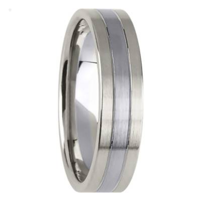 Nausicaa 750/1000 White Gold and 950 Palladium Comfort Ribbon Wedding Ring, Width 5.50 mm - Size 66 - Aurodesign