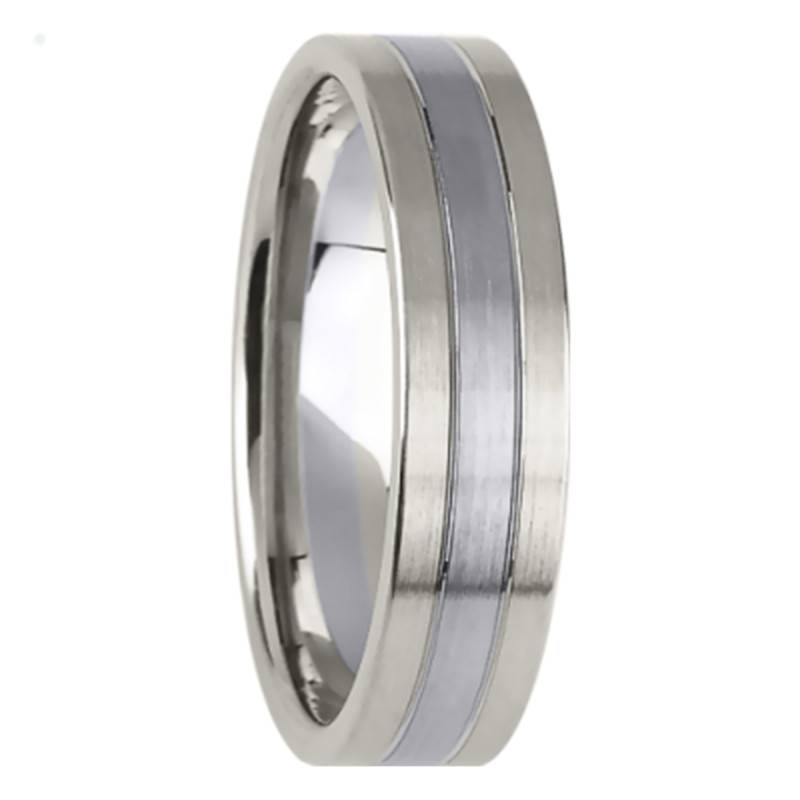 Nausicaa 750/1000 White Gold and 950 Palladium Comfort Ribbon Wedding Ring, Width 5.50 mm - Size 66 - Aurodesign