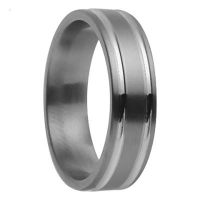 Alliance Ruban Confort Méliades en Titanium et à 2 Sillons en Or Blanc 750, Largeur 5,5 mm - Aurodesign