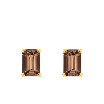 Boucles d'oreilles Smokey Quartz Or forme Emeraude - Aurora