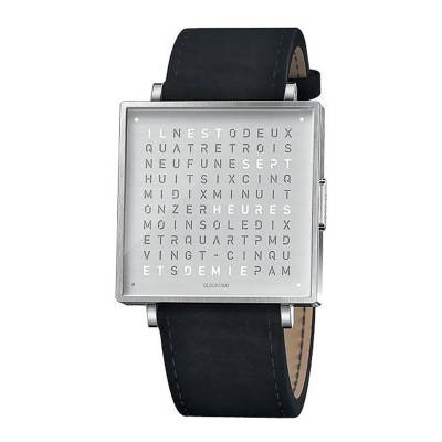 Montre Qlocktwo W39 Fine Steel Leather Suede Black - Langue Arabe - Qlocktwo