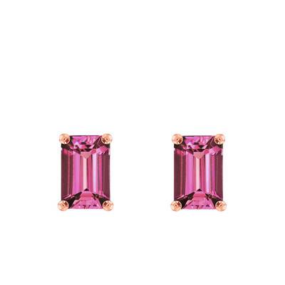 Boucles d'oreilles Rhodolite Or rose forme Emeraude - Aurora
