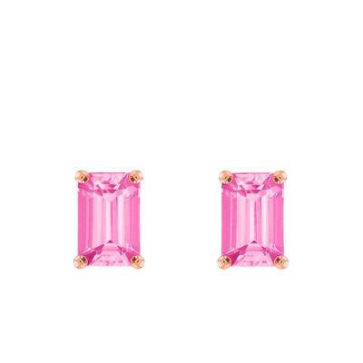 Boucles d'oreilles Tourmaline Rose Or Rose forme Emeraude - Aurora