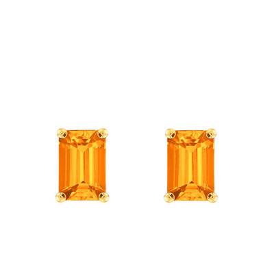 Boucles d'oreilles Or Jaune 750 Citrine forme Emeraude - Aurora