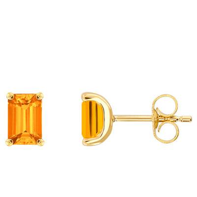 Boucles d'oreilles Or Jaune 750 Citrine forme Emeraude - Aurora
