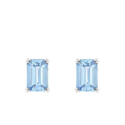 Boucles d'oreilles Aquamarine Or blanc 750 forme Emeraude - Aurora