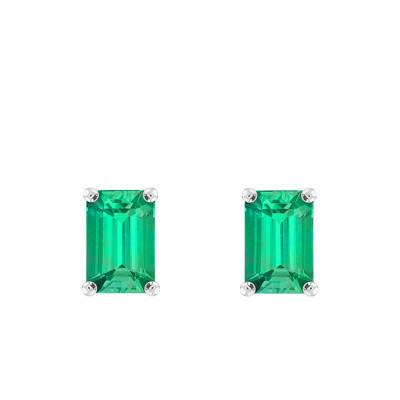 Boucles d'oreilles Emeraude Or blanc 750 forme Emeraude - Aurora