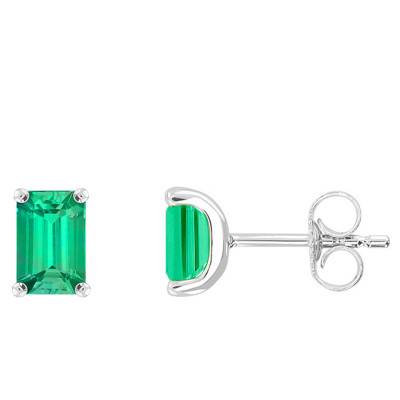 Boucles d'oreilles Emeraude Or blanc 750 forme Emeraude - Aurora