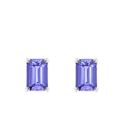 Boucles d'oreilles Tanzanite Or blanc 750 forme Emeraude - Aurora
