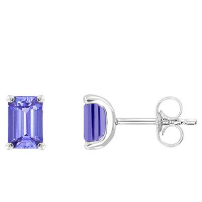 Boucles d'oreilles Tanzanite Or blanc 750 forme Emeraude - Aurora