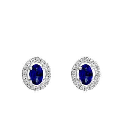 750/1000 White Gold Diamond and Sapphire Earrings - Aurora