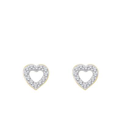 Yellow Gold & Diamond Heart Stud Earrings - Emanessence