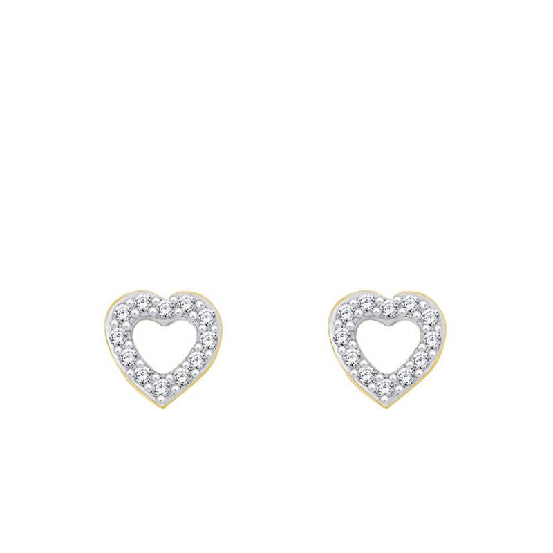 Yellow Gold & Diamond Heart Stud Earrings - Emanessence