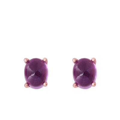 750/1000 Rose Gold & Amethyst Stud Earrings - Aurora