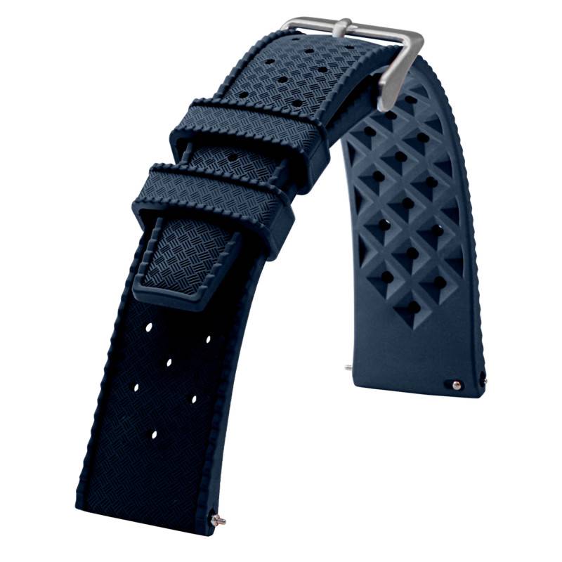 Navy Tropic Rubber Watch Strap in 18mm, 20mm or 22mm - Bracelet Rochet