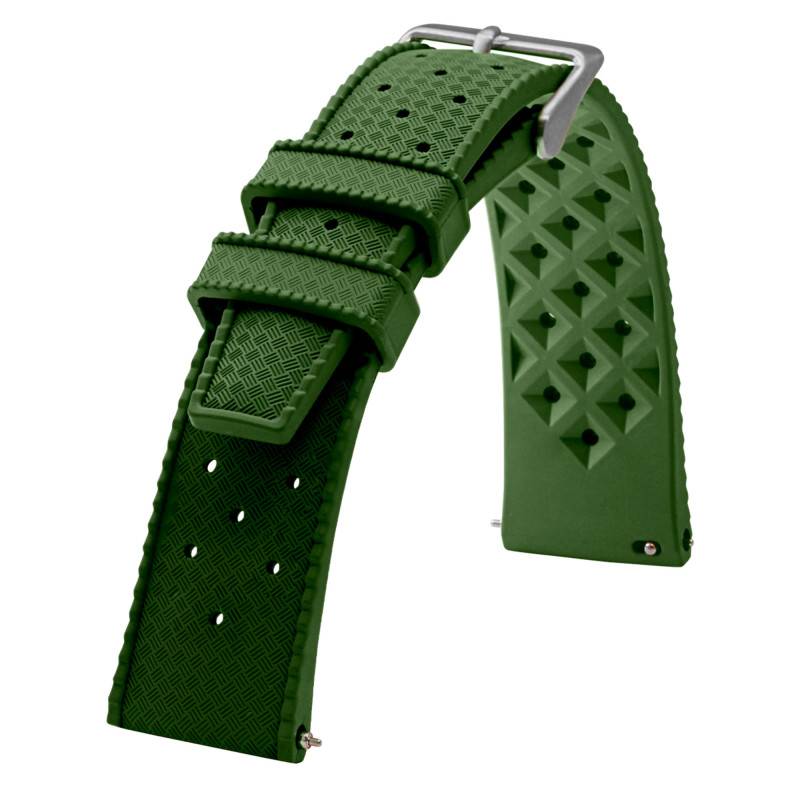 Rochet Tropic Kaki Rubber Watch Strap in 18mm, 20mm or 22mm - Bracelet Rochet