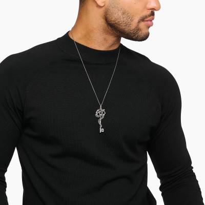 Pendentif Rebel Snake Clé en Argent 925 & Zircones Noires - PE983-691-11 - Thomas Sabo