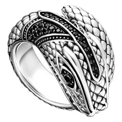Bague Rebel Snake en Argent 925 & Zircones Noires - TR1964-643-11 - Thomas Sabo