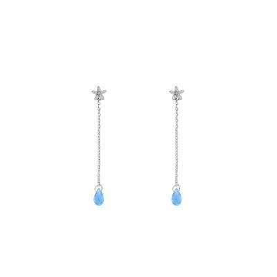 Boucles Pendantes Or Blanc 375 ou 750 Topaze & Diamant - Aurora