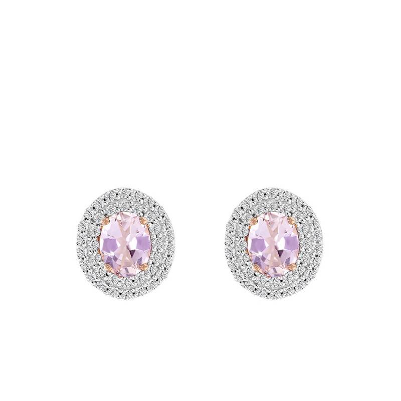 Rose Gold 375 or 750 Stud Earrings with Diamonds & Morganite - Aurora