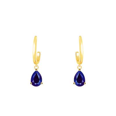 Yellow Gold 375 or 750 & Blue Sapphire Drop Earrings - Aurora