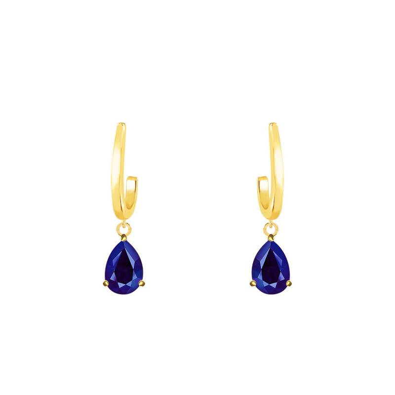 Yellow Gold 375 or 750 & Blue Sapphire Drop Earrings - Aurora