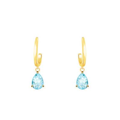 Boucles d'oreilles pendantes Or jaune & Aigue-marine - Aurora