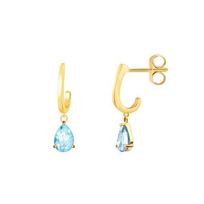 Boucles d'oreilles pendantes Or jaune & Aigue-marine - Aurora