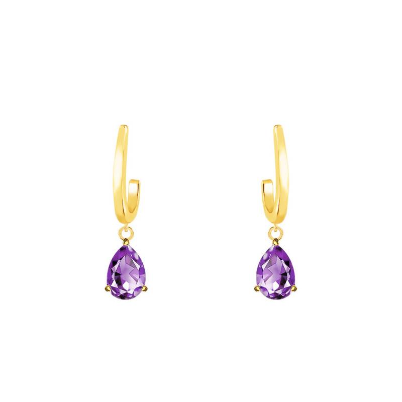 Yellow Gold & Amethyst Drop Earrings - Aurora