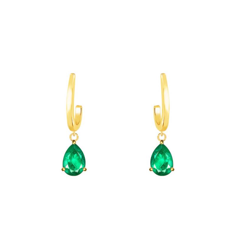 Yellow Gold 375 or 750 & Emerald Drop Earrings - Aurora