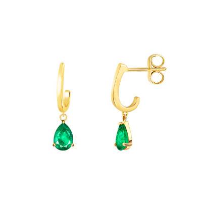 Yellow Gold 375 or 750 & Emerald Drop Earrings - Aurora