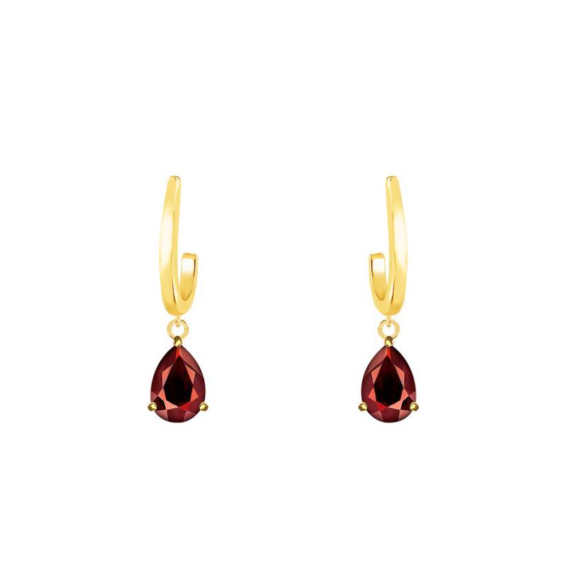 Yellow Gold 375 or 750 & Garnet Drop Earrings - Aurora
