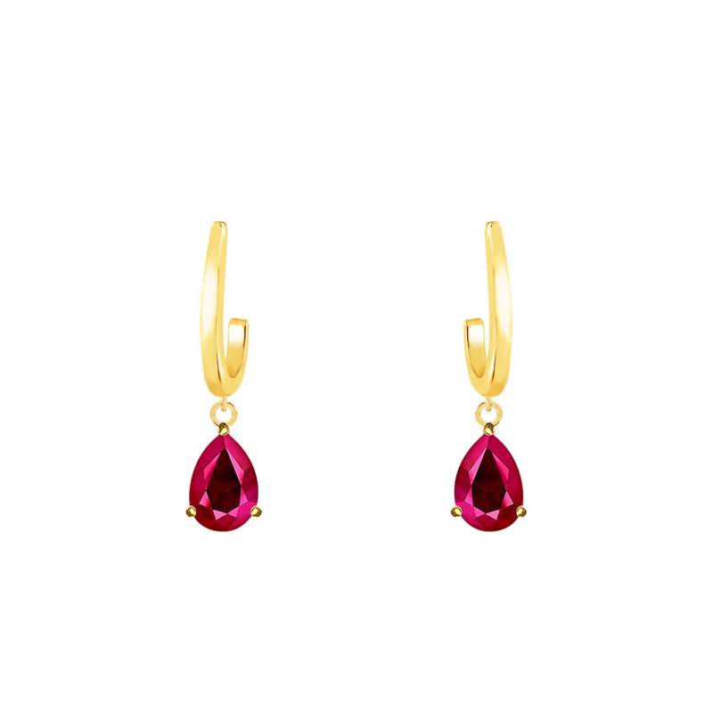 Yellow Gold 375 or 750 & Ruby Drop Earrings - Aurora