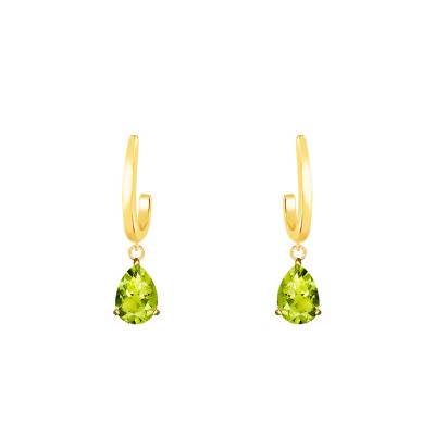 Boucles d'oreilles pendantes Or Jaune 375 ou 750 & Peridot - Aurora