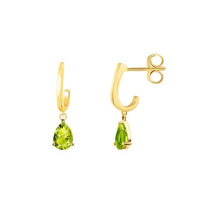 Boucles d'oreilles pendantes Or Jaune 375 ou 750 & Peridot - Aurora