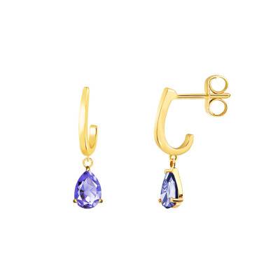 Boucles d'oreilles pendantes Or jaune & Tanzanite - Aurora