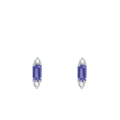 Boucles d'oreilles, Or Blanc 375 & Tanzanite - Aurora