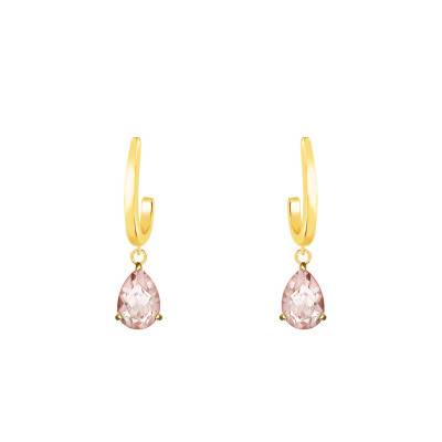 Boucles d'oreilles pendantes Or jaune & Morganite - Aurora