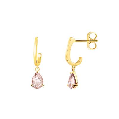 Boucles d'oreilles pendantes Or jaune & Morganite - Aurora