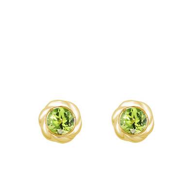 Boucles d'oreilles Puces, Or Jaune 375 & Péridot - Aurora