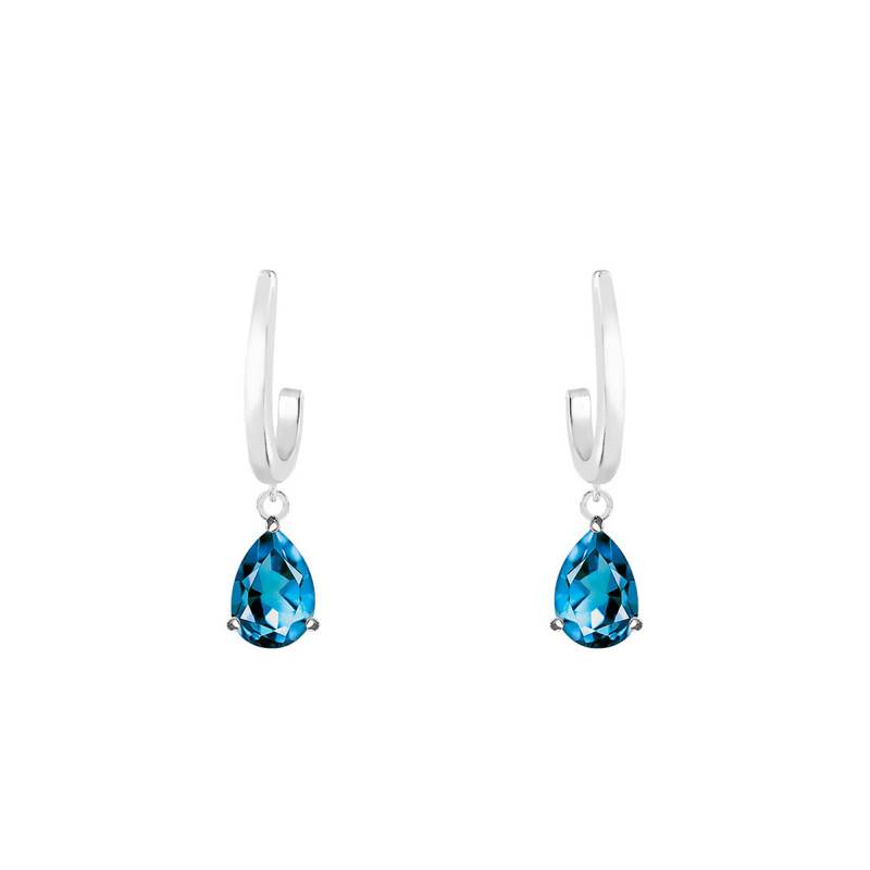 375/1000 or 750/1000 White Gold & London Blue Topaz Drop Earrings - Aurora