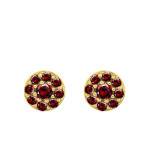 Puces d'oreilles Adelie Grenat Or Jaune