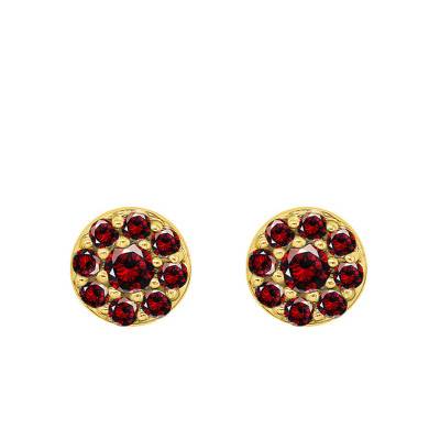 Adelie Yellow Gold & Garnet Stud Earrings - Aurora