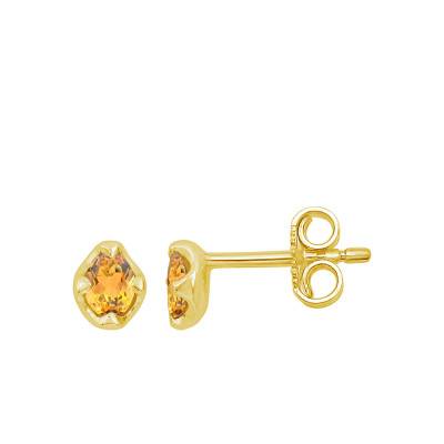 Yellow Gold & Citrine Stud Earrings - Aurora