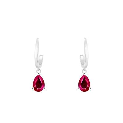 375/1000 or 750/1000 White Gold & Ruby Drop Earrings - Aurora
