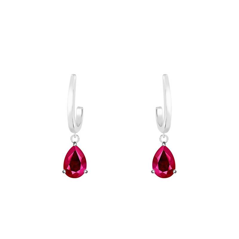 375/1000 or 750/1000 White Gold & Ruby Drop Earrings - Aurora